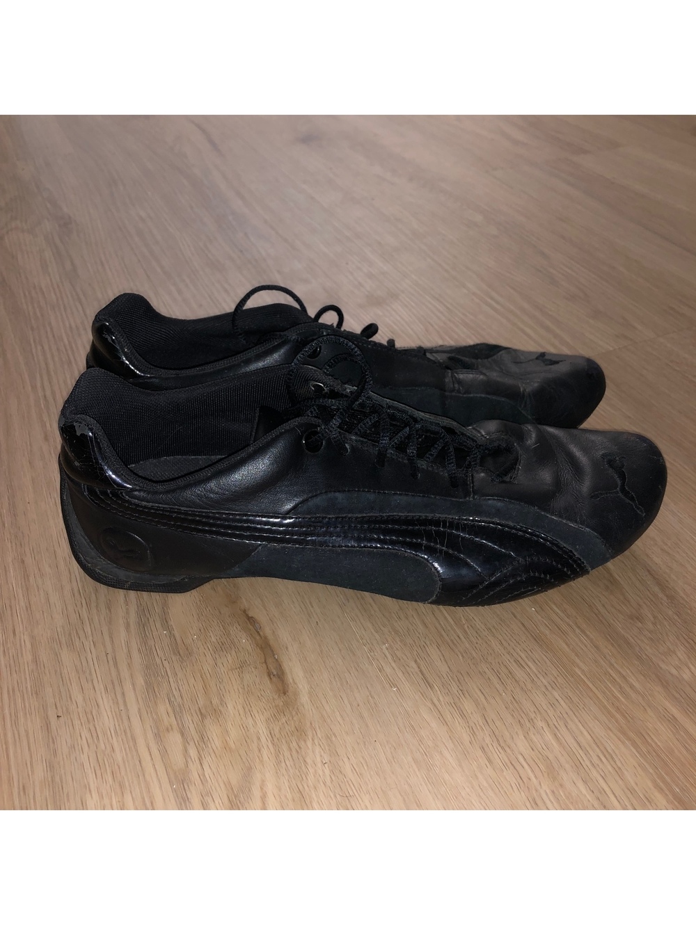 VINTAGE Y2K PUMA SPEED FUTURE CAT BLACK LEATHER SHOES MENS SIZE 8.5 RARE GERMAN